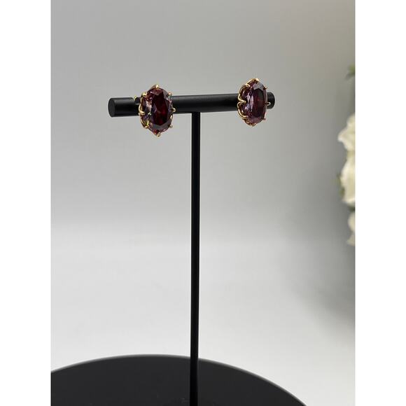 Kate Spade Berry Red Purple Cubic Zirconia Oval Post Earrings - Picture 5 of 12